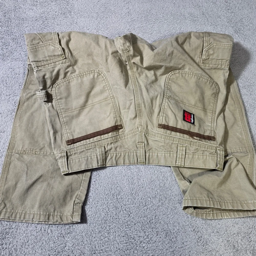 Wrangler Mens 36x30 RIGGS Workwear Cargo Pants Khaki Green Ripstop 3W060BR